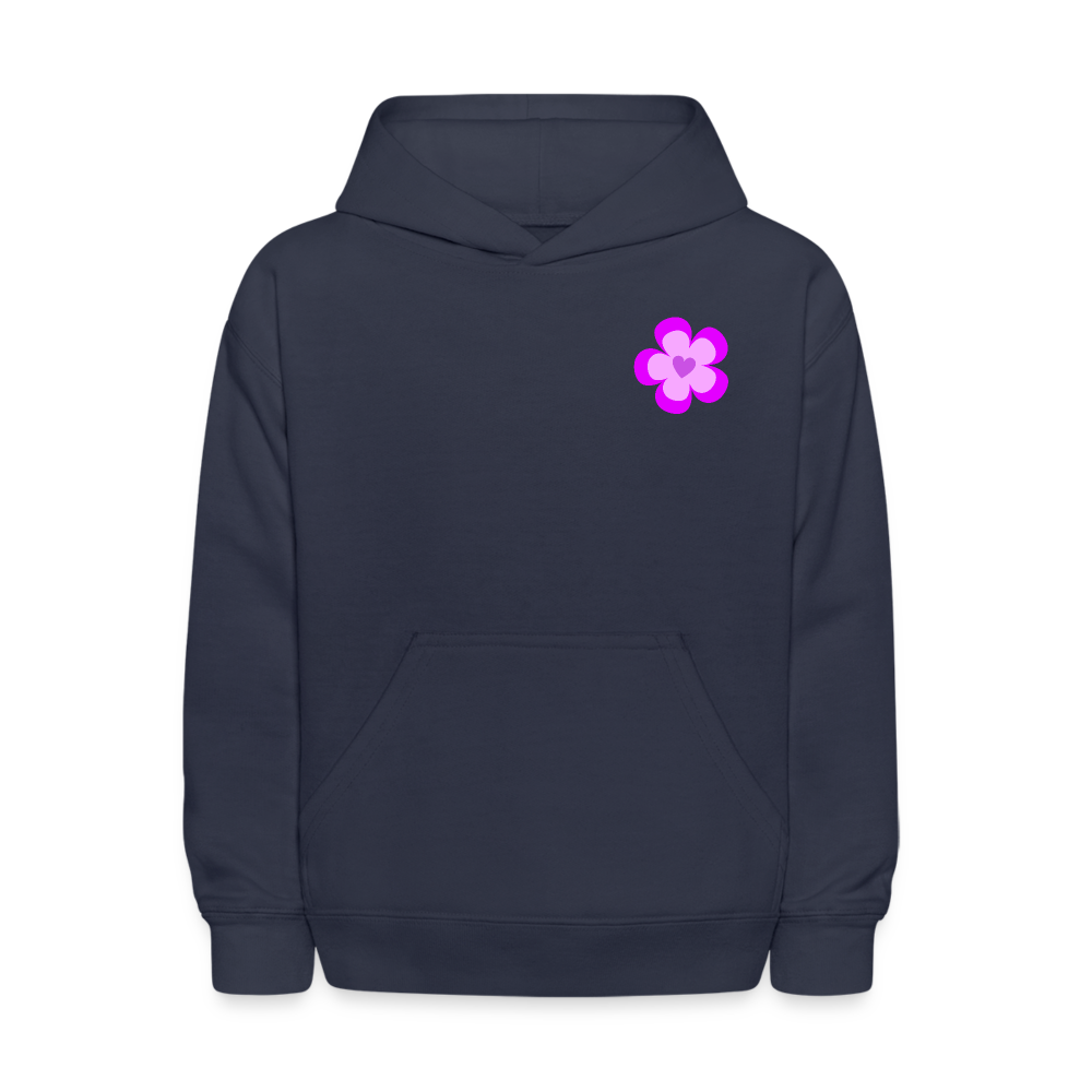 Faith Over Fear Love Flowers Kids Pullover Hoodie - navy