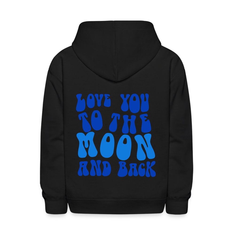Love You to The Moon and Back Kids Pullover Hoodie - black