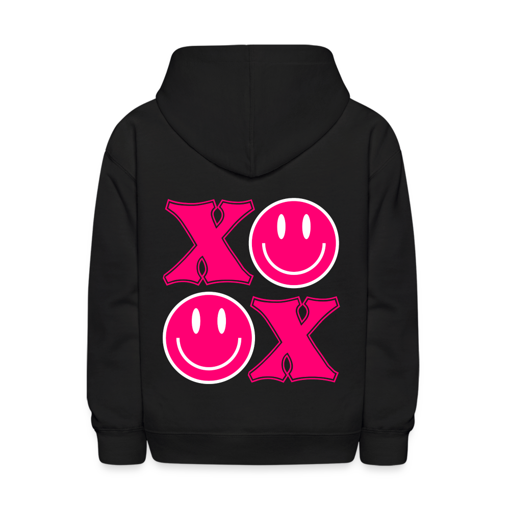 XOXO Smile Pink Kids Pullover Hoodie - black