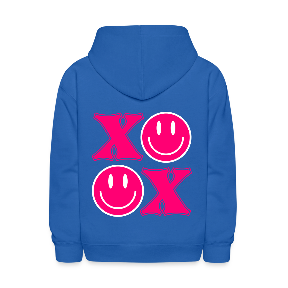 XOXO Smile Pink Kids Pullover Hoodie - royal blue
