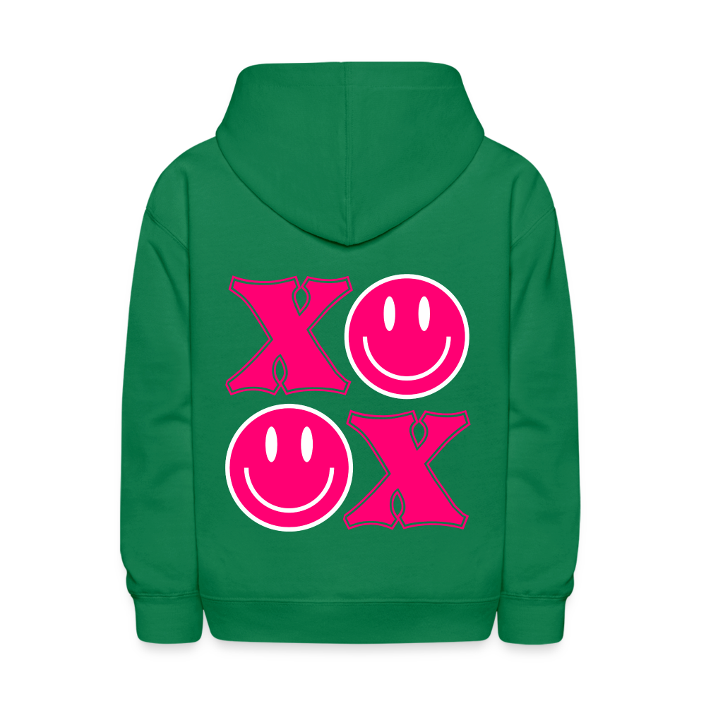 XOXO Smile Pink Kids Pullover Hoodie - kelly green