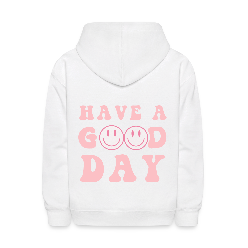 Have A Good Day Pink Smile Kids Pullover Hoodie Print - white