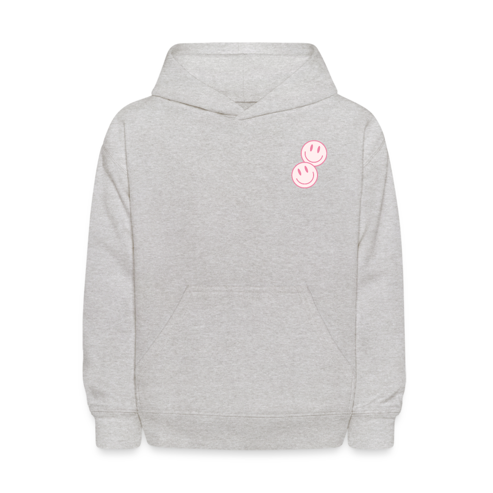 Have A Good Day Pink Smile Kids Pullover Hoodie Print - heather gray