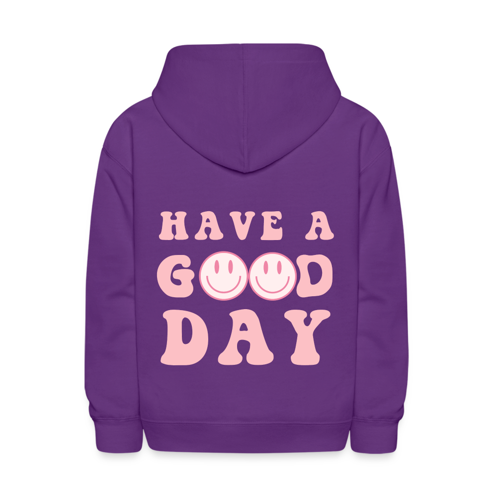 Have A Good Day Pink Smile Kids Pullover Hoodie Print - purple