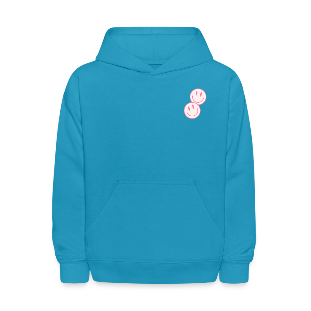 Have A Good Day Pink Smile Kids Pullover Hoodie Print - turquoise
