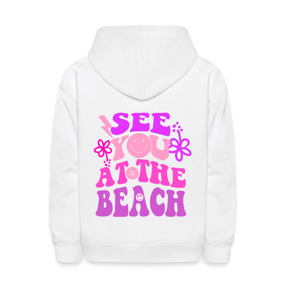 See You At The Beach Kids Pullover Hoodie Print - white