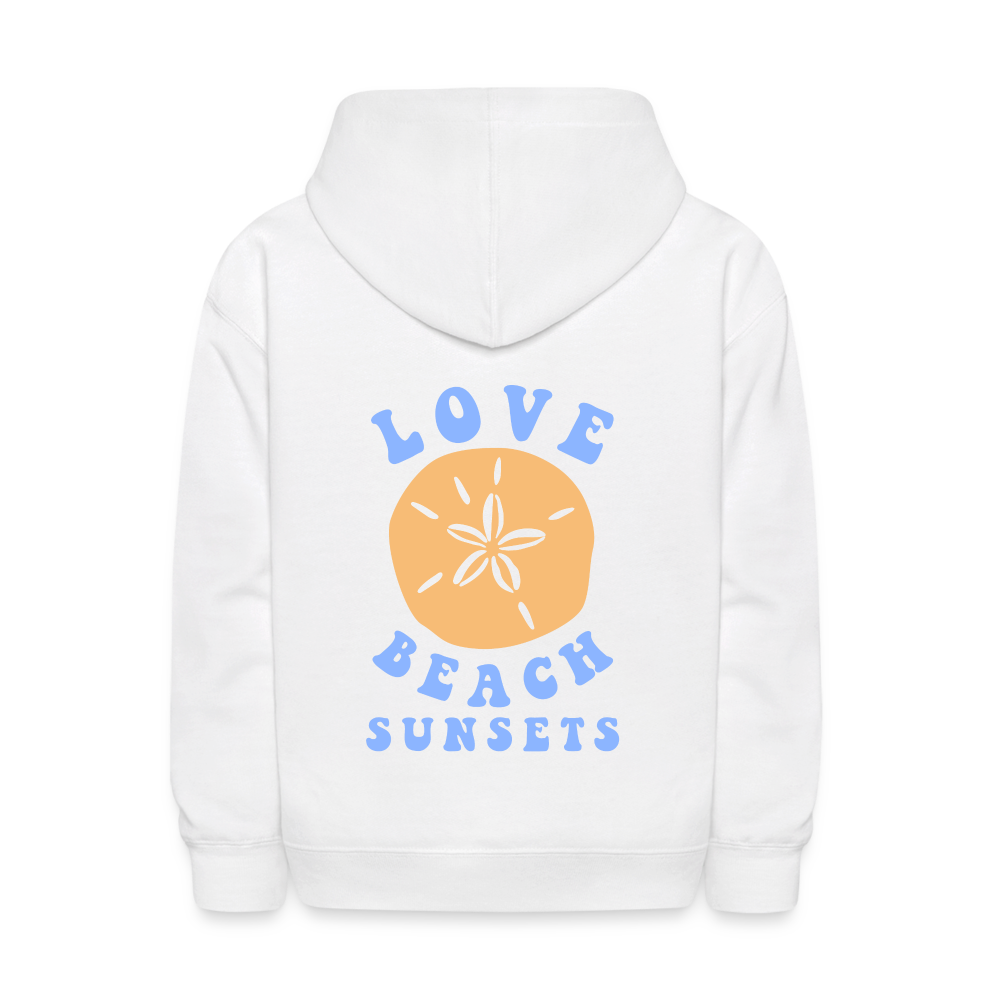 Love Beach Sunsets Kids Pullover Hoodie Print - white