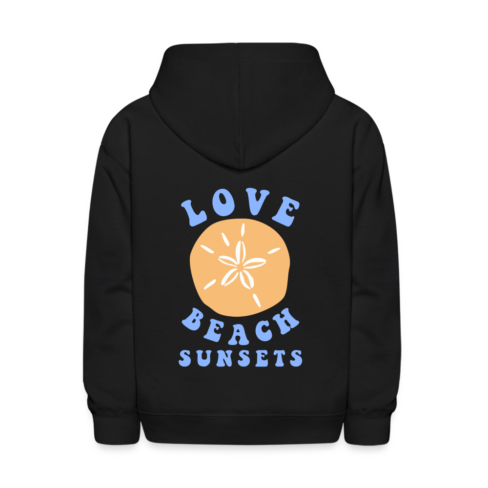 Love Beach Sunsets Kids Pullover Hoodie Print - black