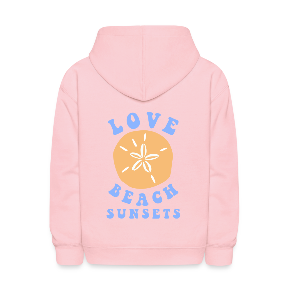 Love Beach Sunsets Kids Pullover Hoodie Print - pink
