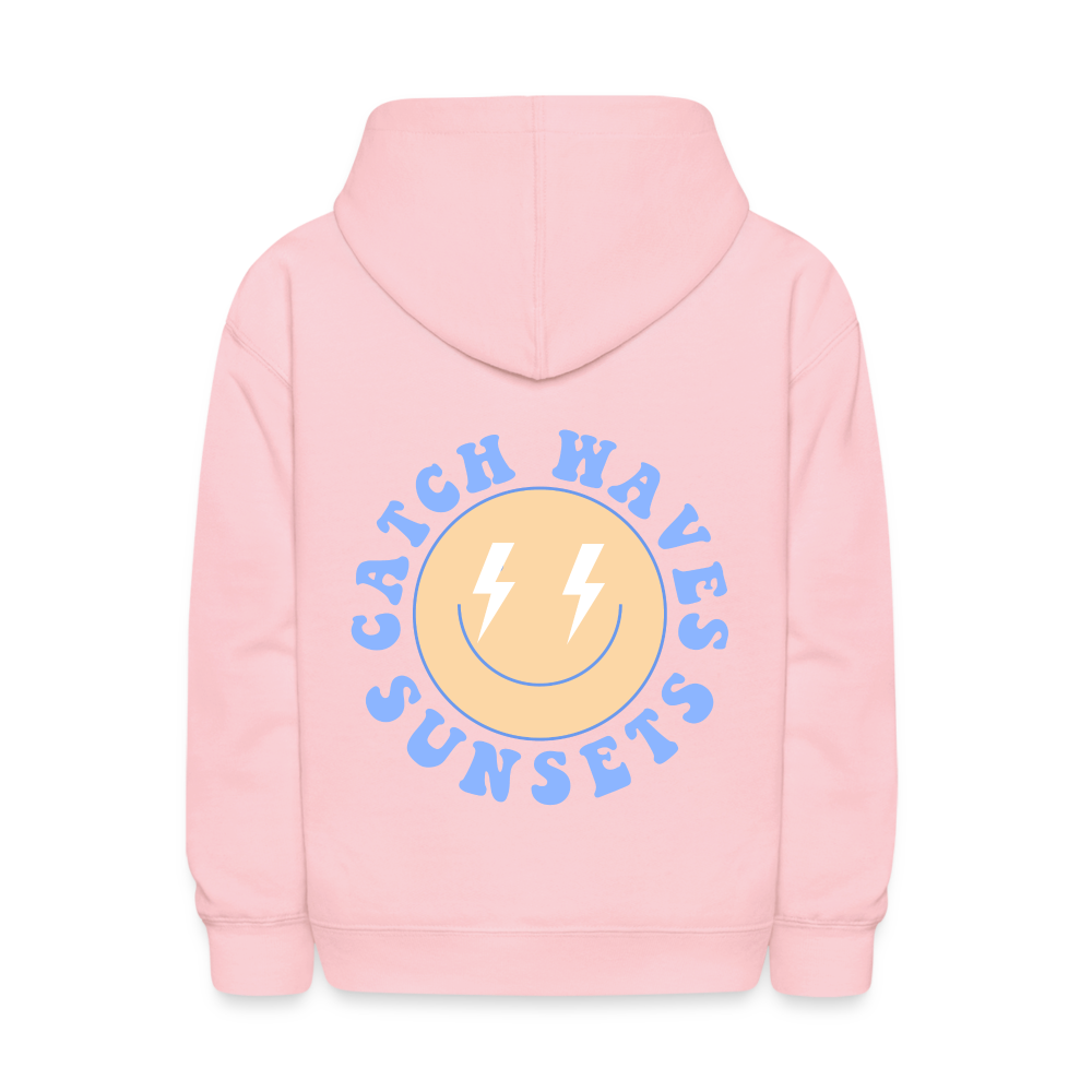 Sunsets Catch Waves Kids Pullover Hoodie Print - pink