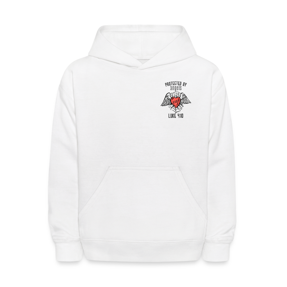 Protected By Angels Kids Pullover Hoodie Print - white