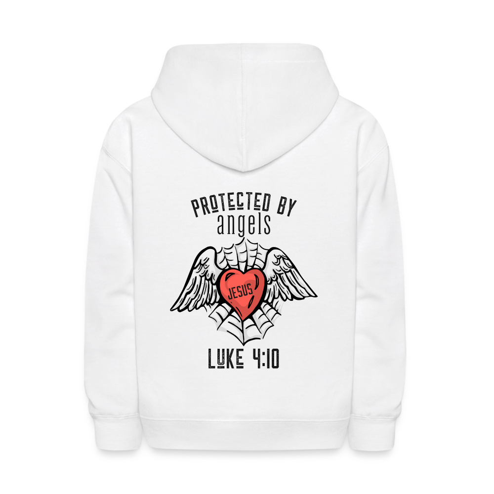 Protected By Angels Kids Pullover Hoodie Print - white