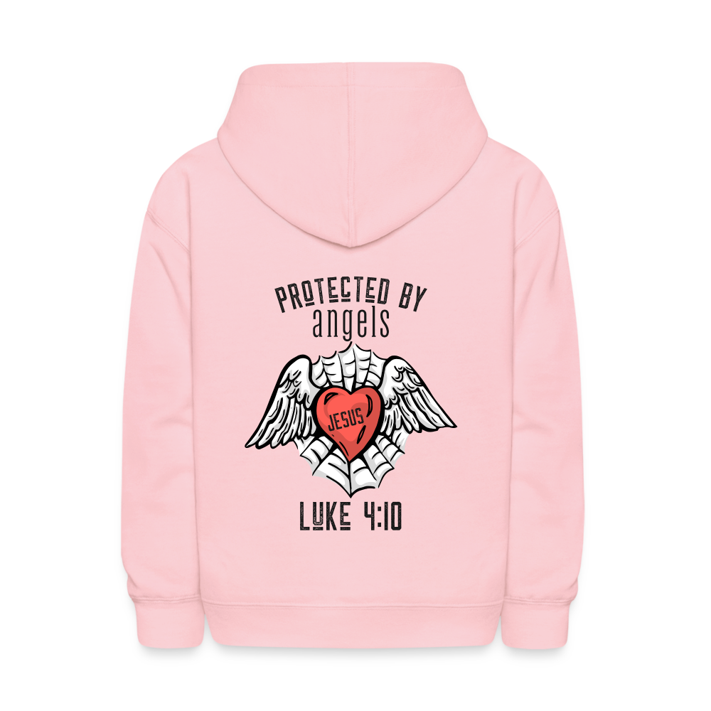 Protected By Angels Kids Pullover Hoodie Print - pink
