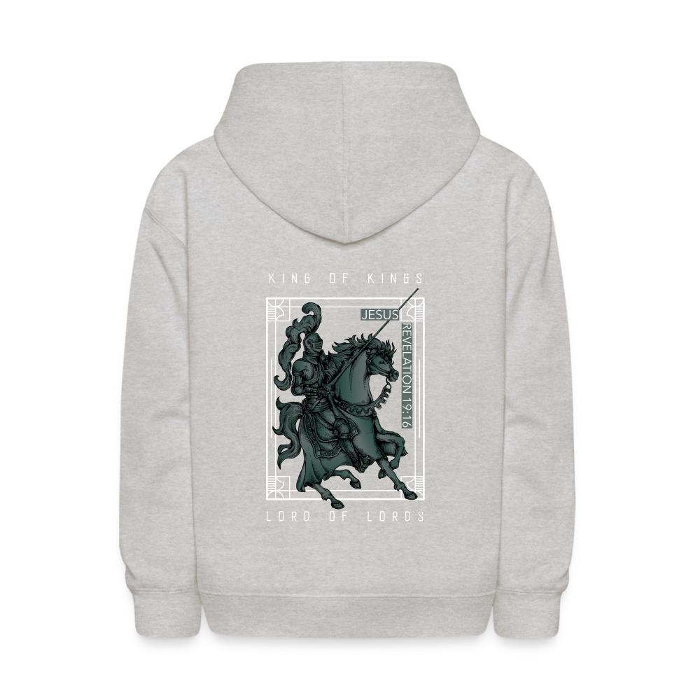 King of Kings Lord of Lords Kids Pullover Hoodie Print - heather gray
