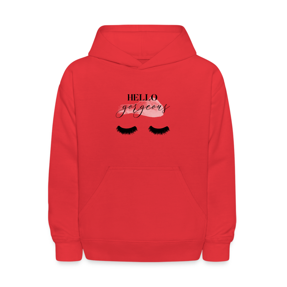 Hello Gorgeous Kids Pullover Hoodie Print - red