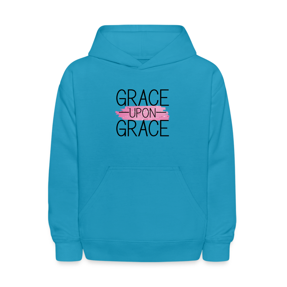 Grace Upon Grace Kids Youth Pullover Hoodie Print - turquoise