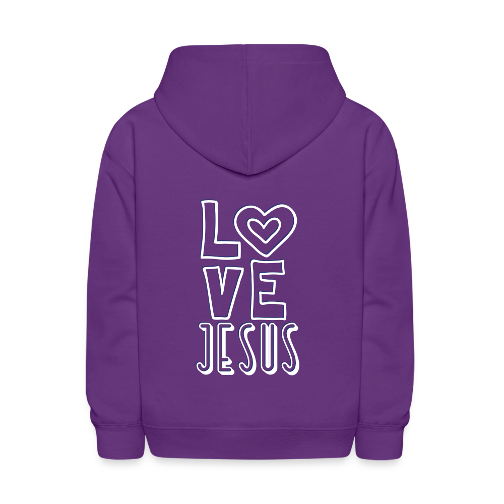 Love Jesus Kids Pullover Hoodie Print - purple