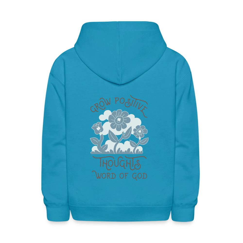 Grow Positive Thoughts Pullover Hoodie Print - turquoise