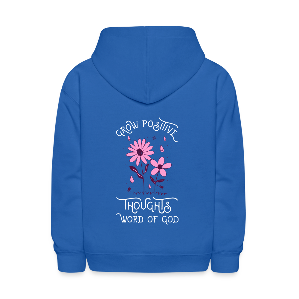Word of God Grow Positive Thoughts Pullover Hoodie Print - royal blue