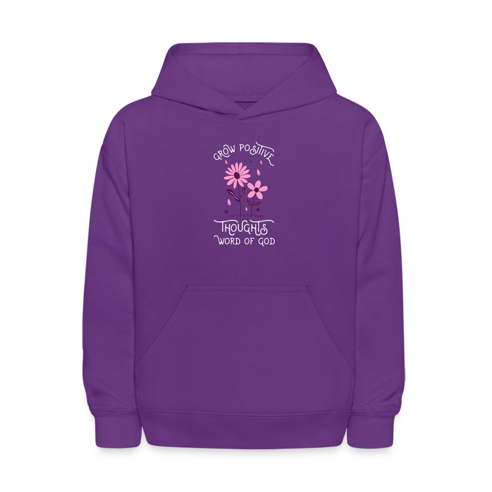 Word of God Grow Positive Thoughts Pullover Hoodie Print - purple