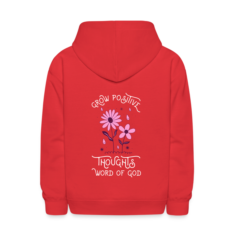 Word of God Grow Positive Thoughts Pullover Hoodie Print - red