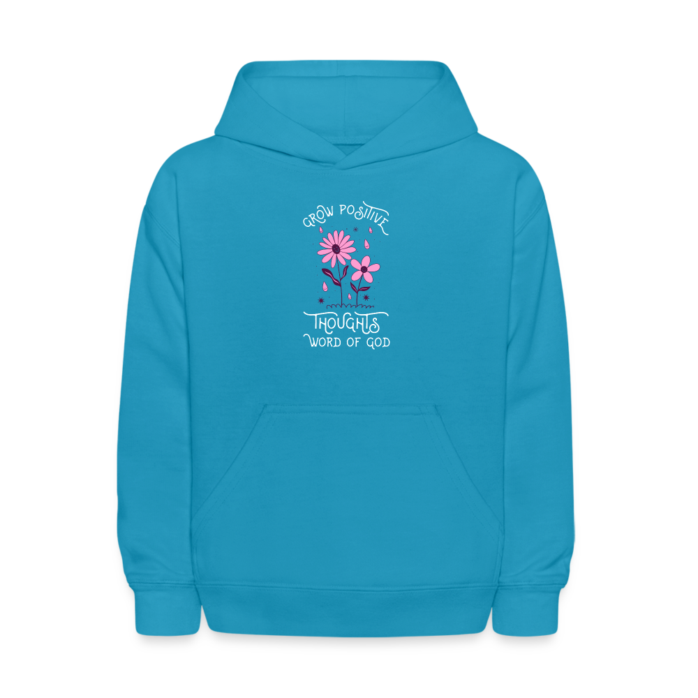 Word of God Grow Positive Thoughts Pullover Hoodie Print - turquoise