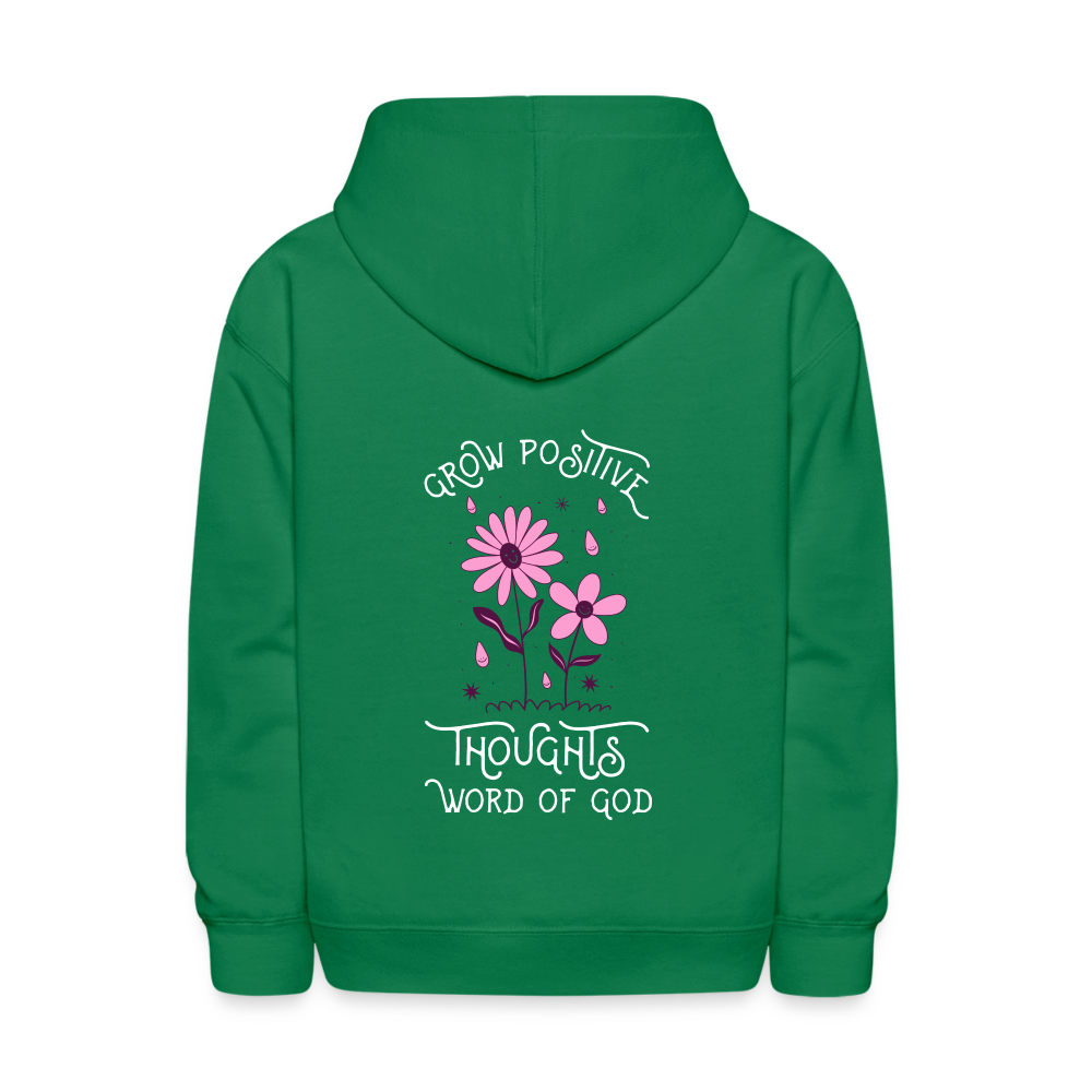 Word of God Grow Positive Thoughts Pullover Hoodie Print - kelly green
