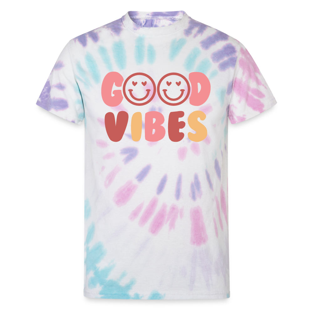 Good Vibes Unisex Tie Dye T-Shirt - Pastel Spiral