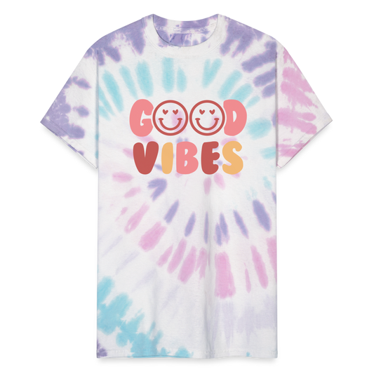 Good Vibes Unisex Tie Dye T-Shirt - Pastel Spiral