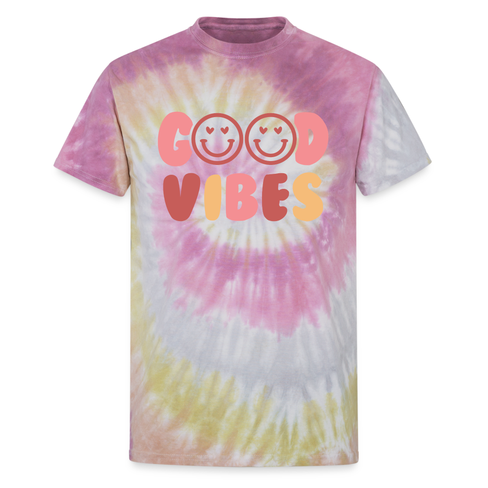 Good Vibes Unisex Tie Dye T-Shirt - Desert Rose