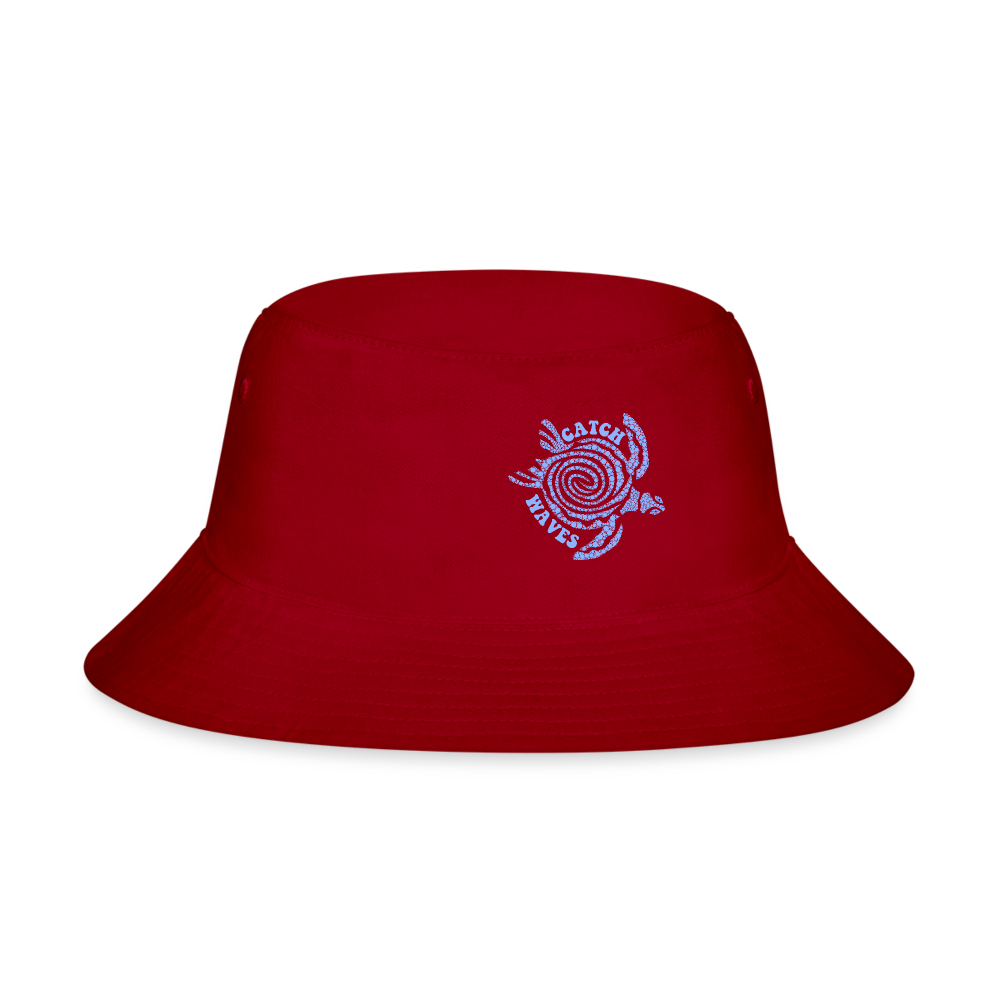Catch Waves Turtle Design Bucket Hat - red