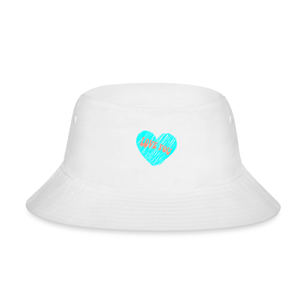 Love You Heart Design Bucket Hat - white
