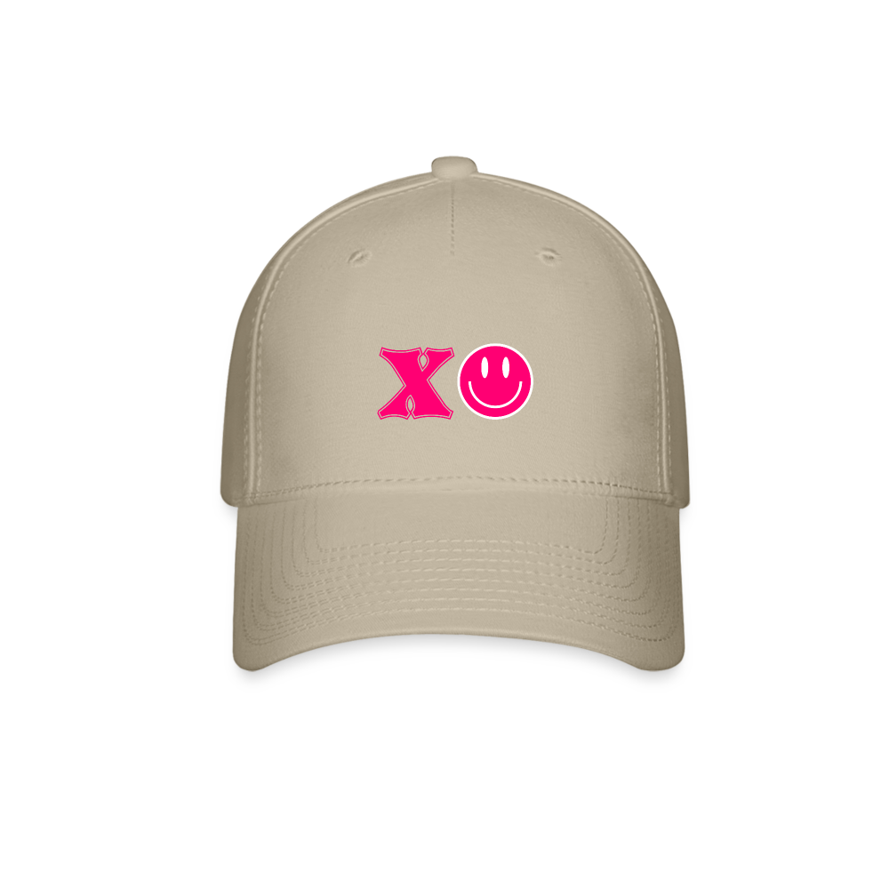 XO Pink Smiles Baseball Cap - khaki