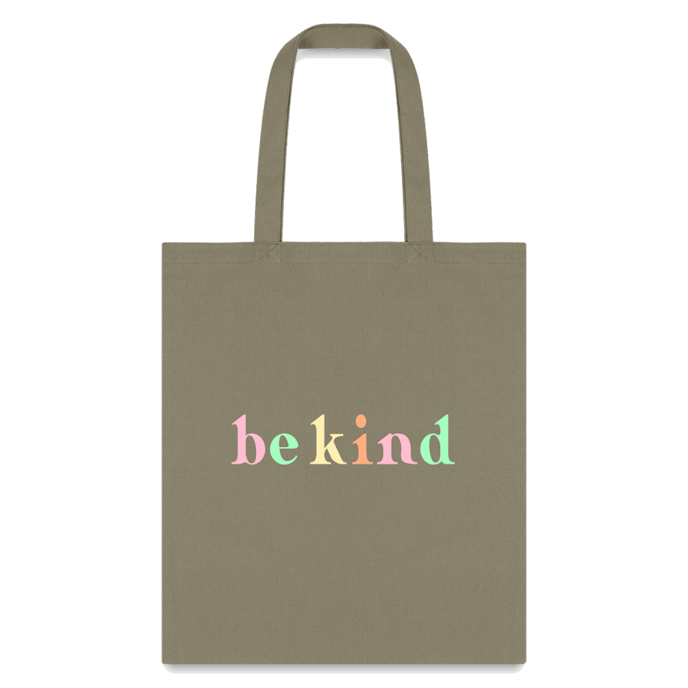 Be Kind Smile Tote Bag - khaki