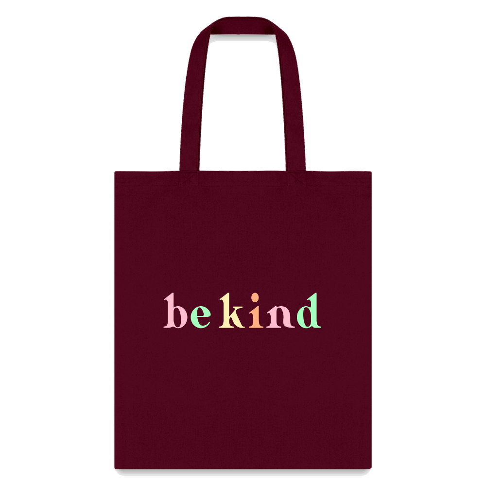 Be Kind Smile Tote Bag - burgundy