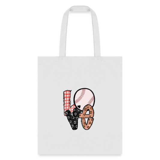 LOVE Baseball /graphic Design Tote Bag - white