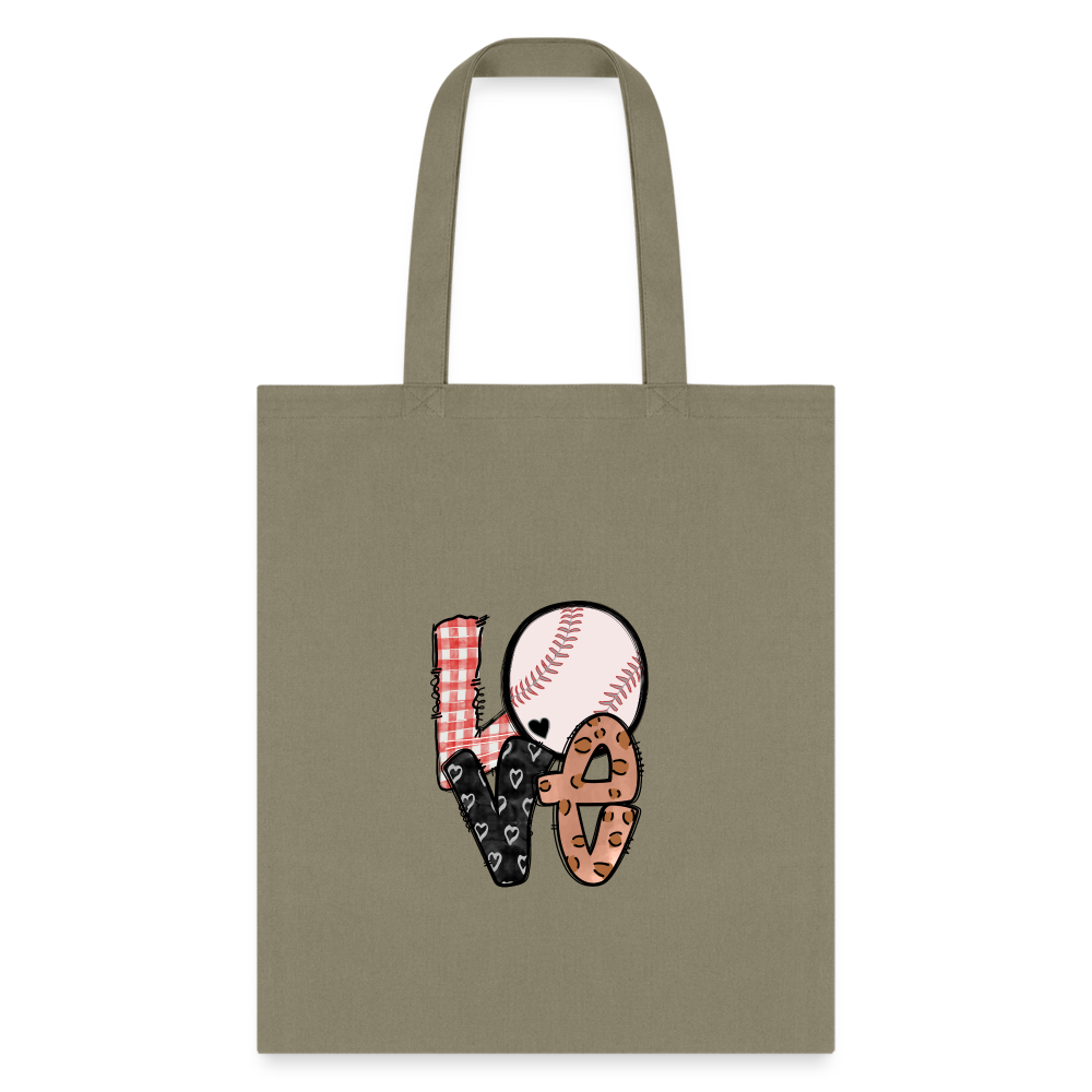 LOVE Baseball /graphic Design Tote Bag - khaki