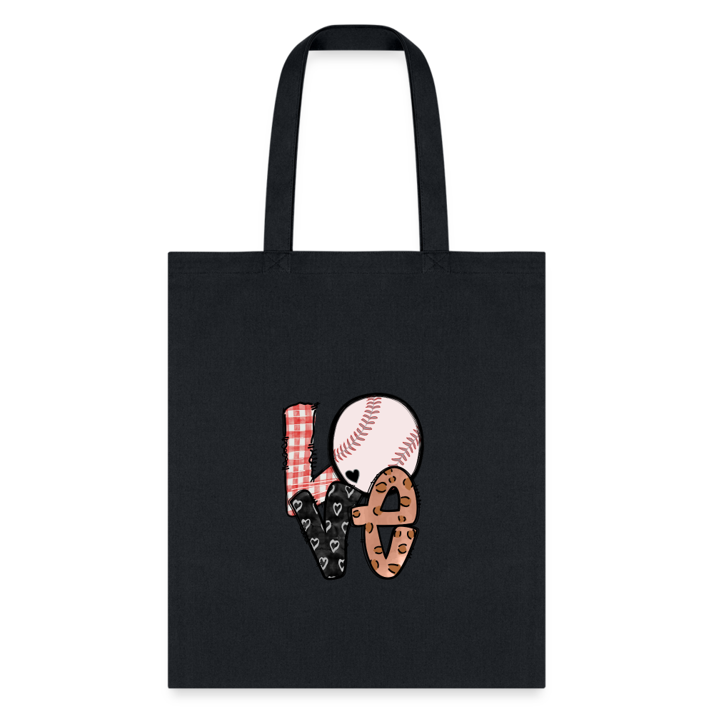 LOVE Baseball /graphic Design Tote Bag - black