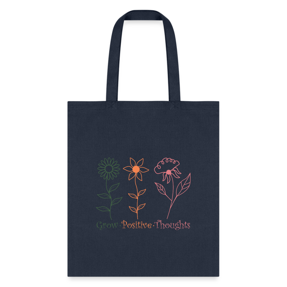 Grow Positive Thoughts Tote Bag - navy