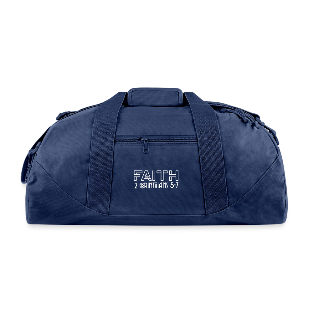 Faith Graphic Print Duffel Bag - navy