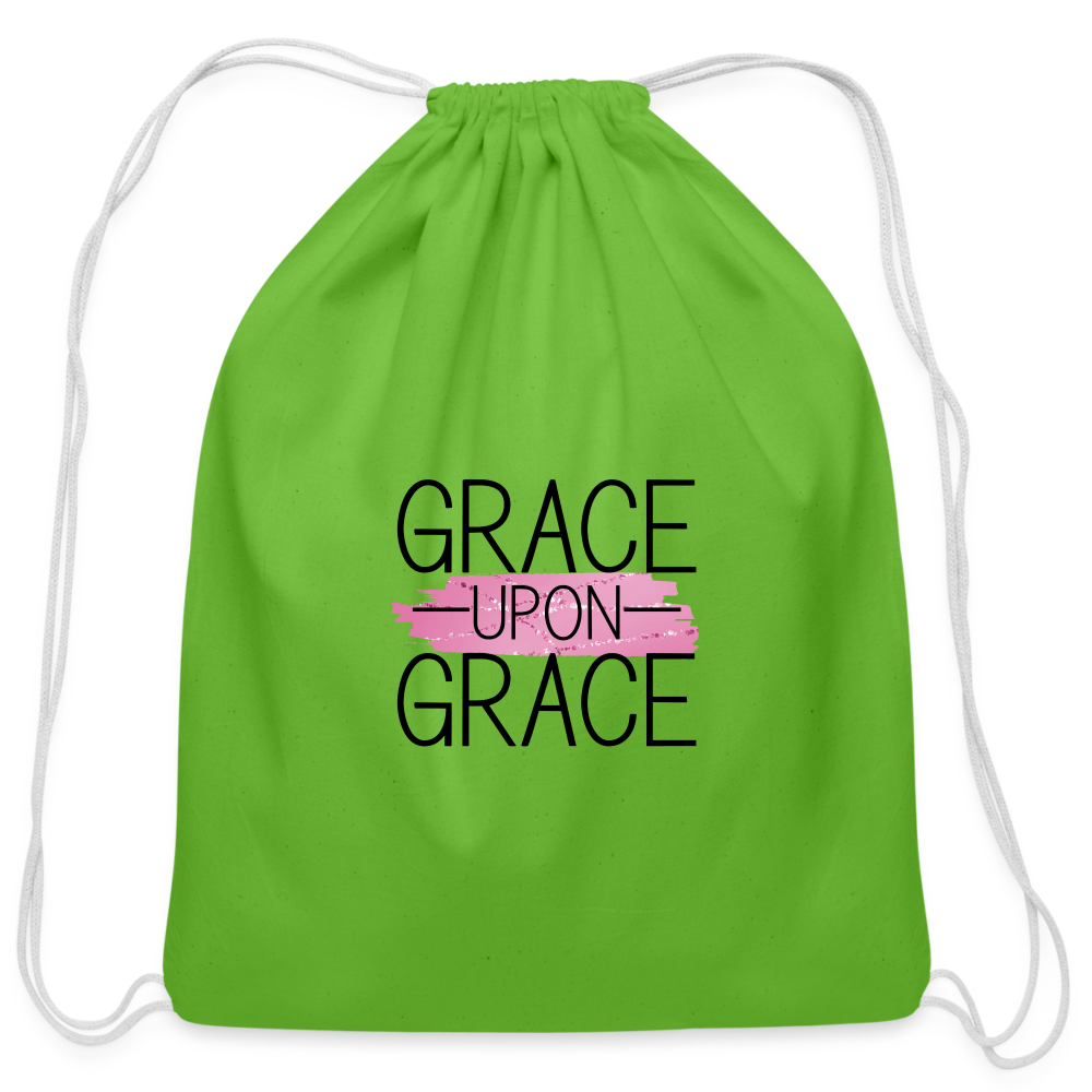 Grace Upon Grace Cotton Drawstring Bag - clover