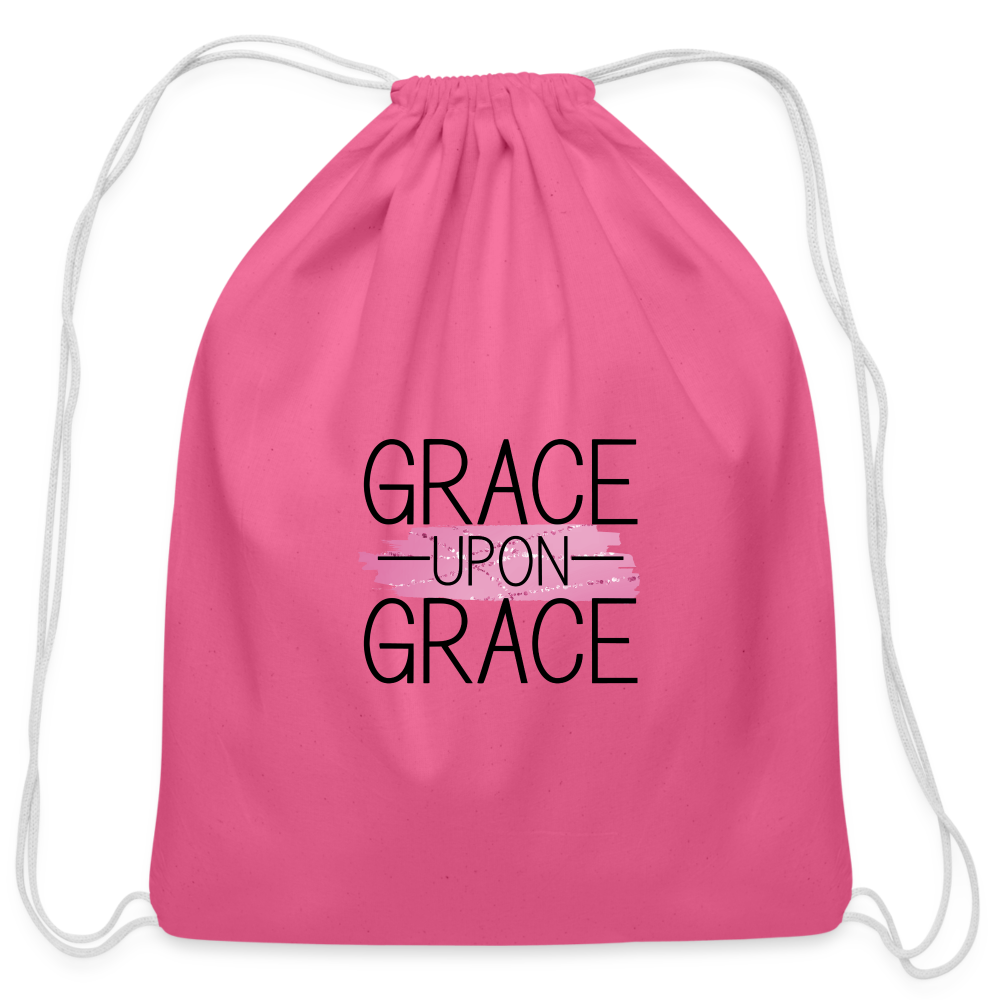 Grace Upon Grace Cotton Drawstring Bag - pink