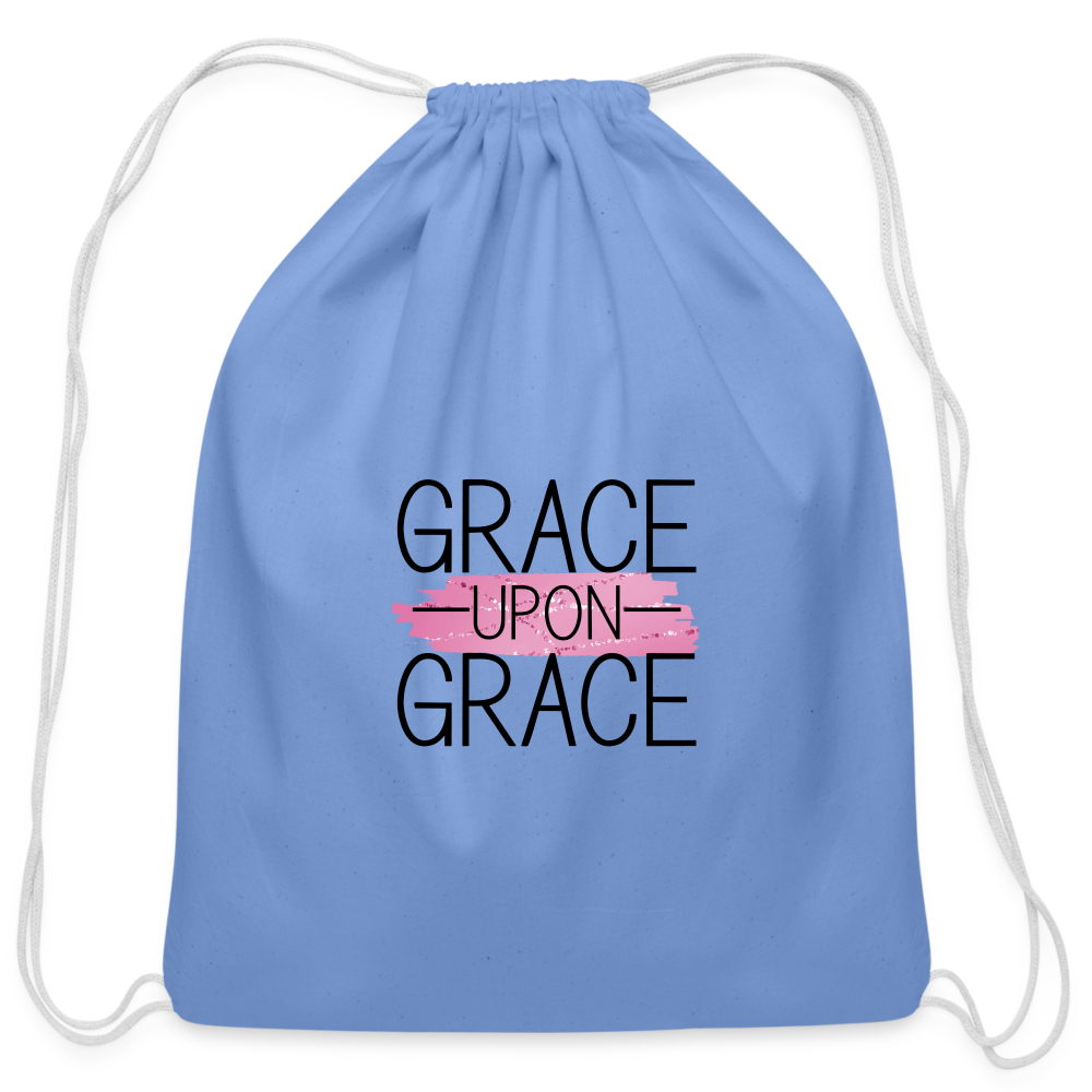 Grace Upon Grace Cotton Drawstring Bag - carolina blue