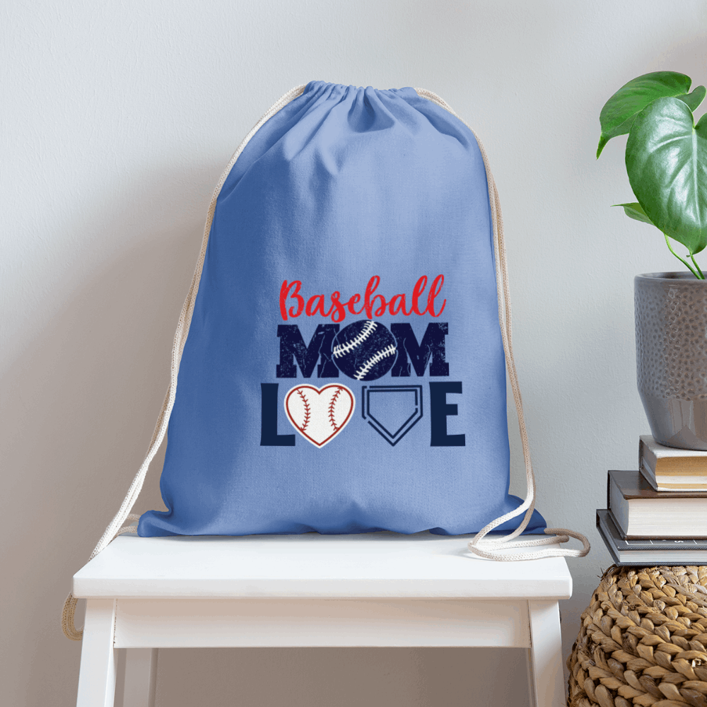 Baseball Mom Drawstring Bag - carolina blue