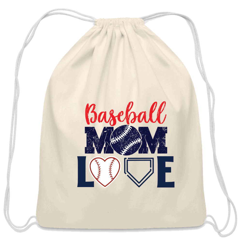 Baseball Mom Drawstring Bag - natural