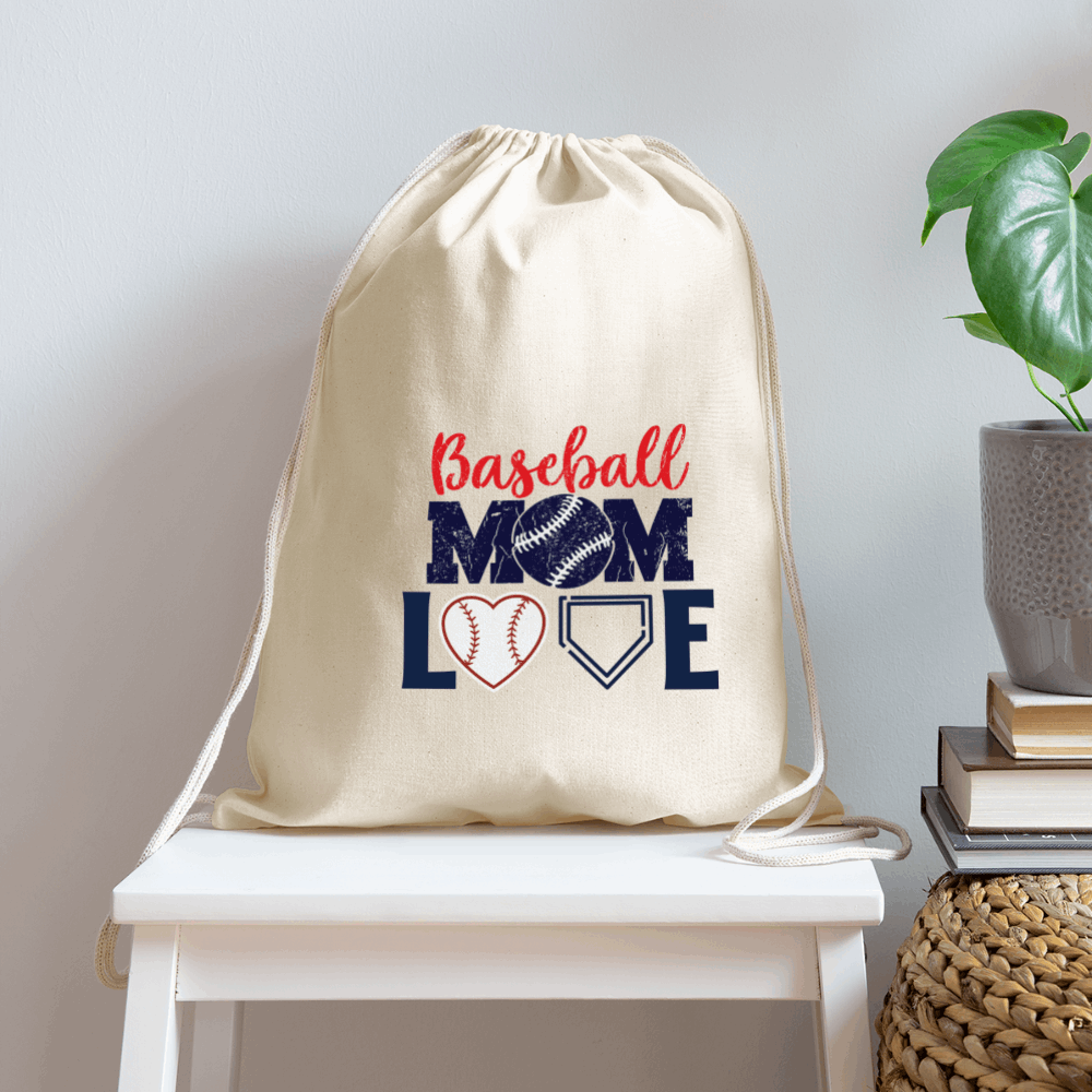 Baseball Mom Drawstring Bag - natural