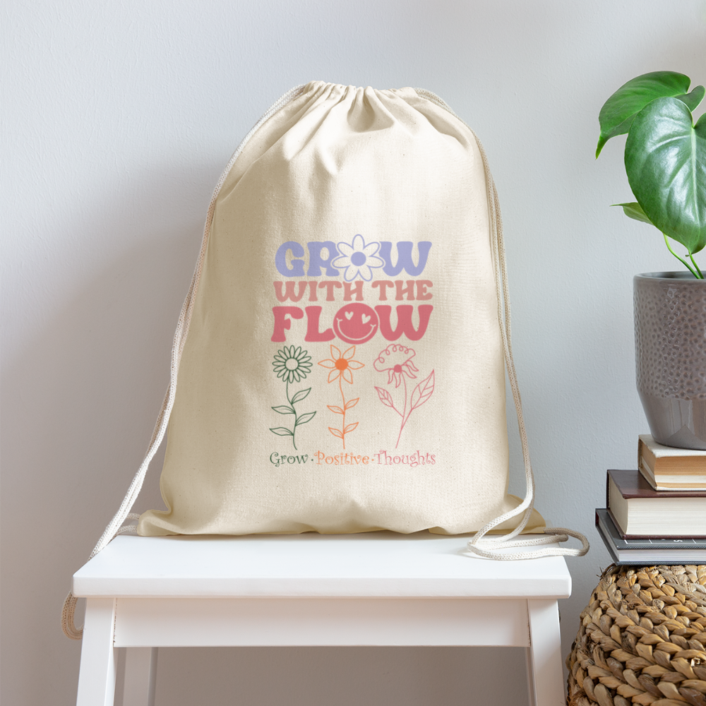 Grow With The Flow Cotton Drawstring Bag - natural