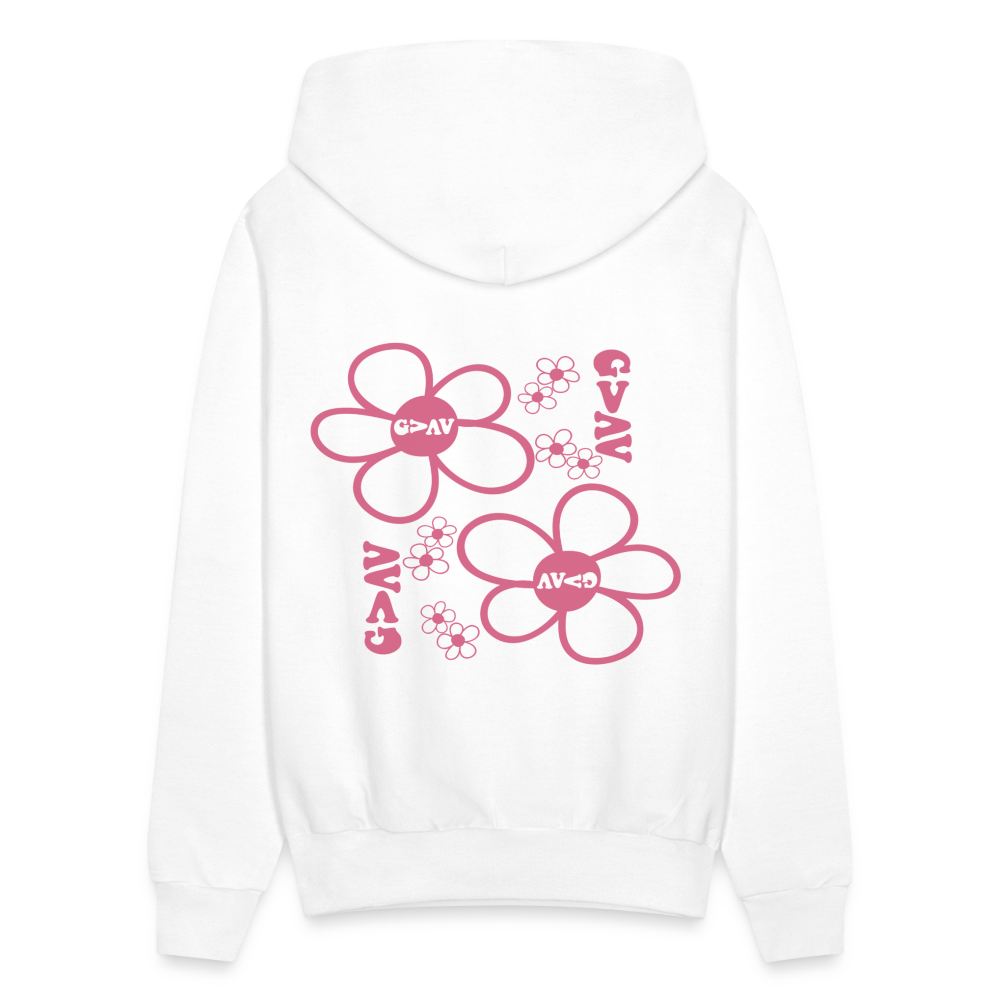 God Is Greater Than Our Highs and Lows Pink Daisies Hoodie - white