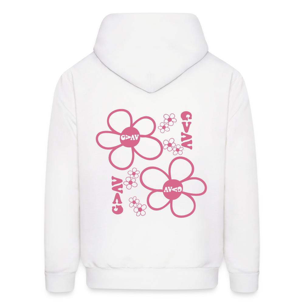 God Is Greater Than Our Highs and Lows Pink Daisies Hoodie - white
