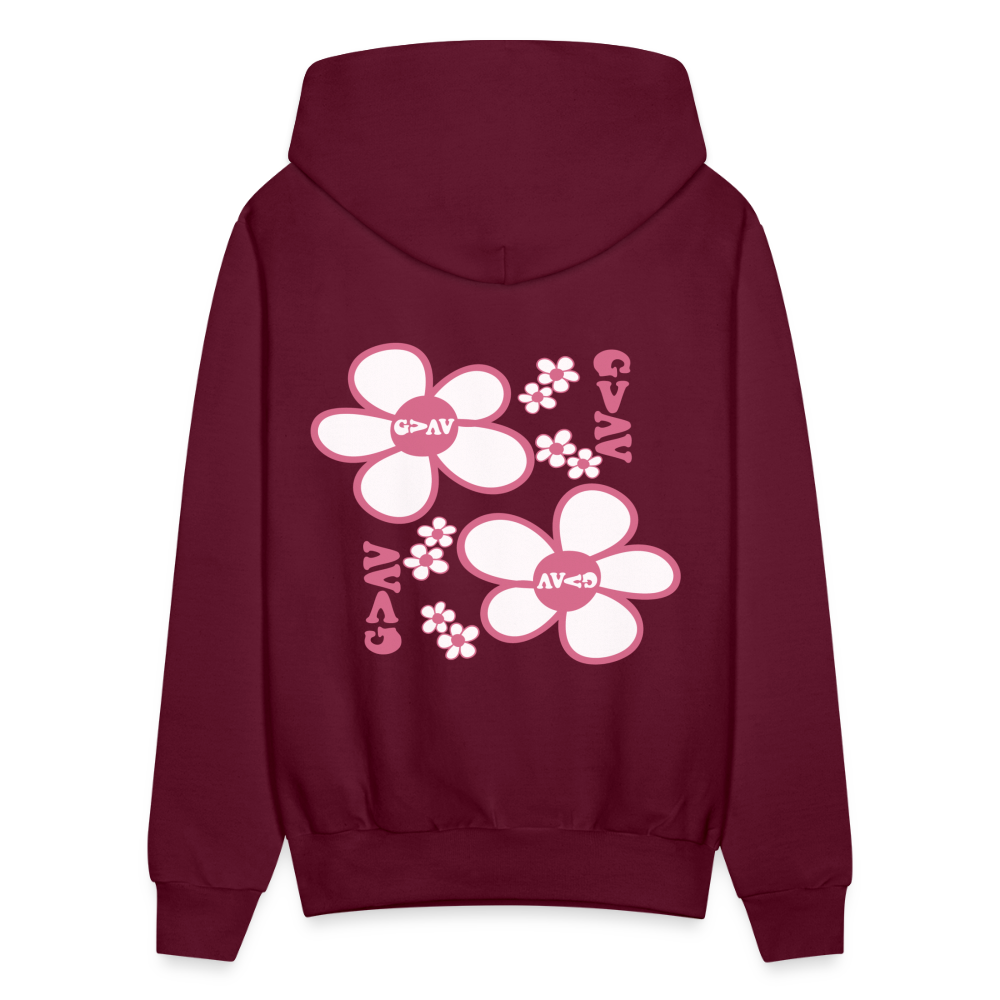 God Is Greater Than Our Highs and Lows Pink Daisies Hoodie - burgundy